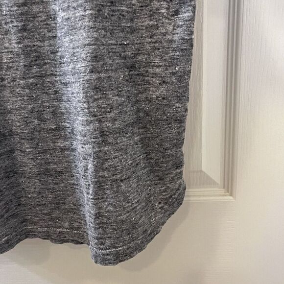 FRAME Classic Crewneck 100% Linen Tee Shirt Top Gris Gray Women's Size Large - Picture 9 of 12